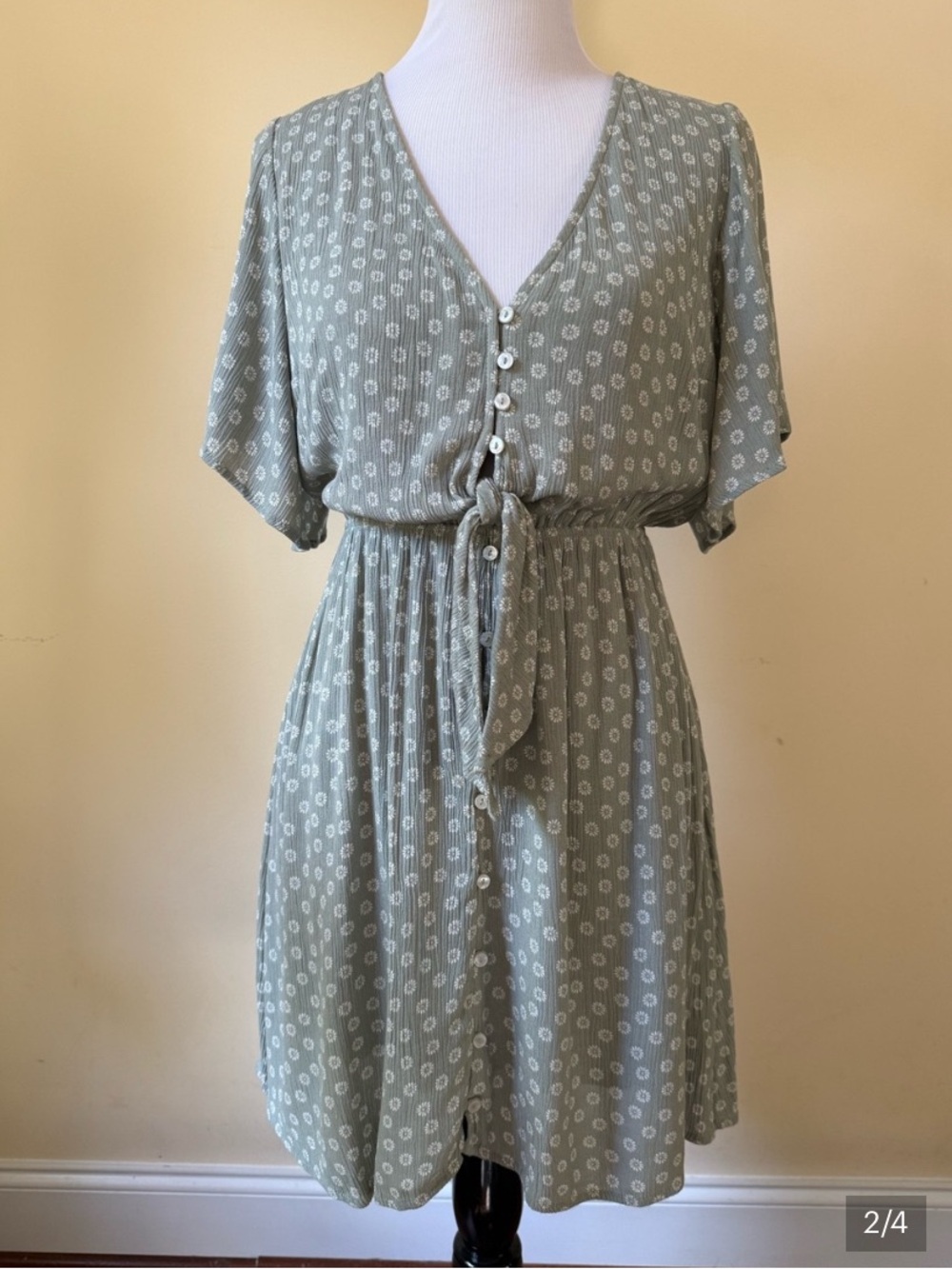 Abercrombie & Fitch sage green floral dress